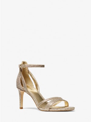 Michael Kors Kimberly Glitter Mesh Naisten Sandaalit SAND | FIZUW1900