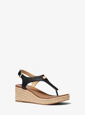 Michael Kors Laney Saffiano Leather Espadrille Wedge Naisten Sandaalit Mustat | FIDFO1907