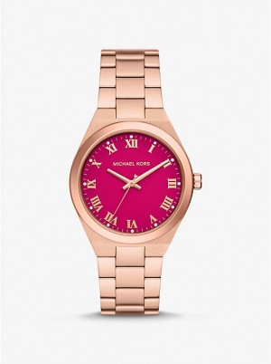 Michael Kors Lennox Rose Gold-Tone Naisten Kello CERISE | FIXYD1587