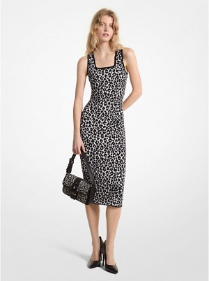 Michael Kors Leopard Jacquard Knit Naisten Mekko ALUMINUM | FIYXB1301