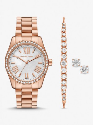 Michael Kors Lexington Pavé Rose Gold-Tone and Jewelry Gift Set Naisten Kello Pinkki Kultaiset | FIGSL1593