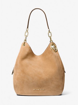 Michael Kors Lillie Large Suede Naisten Tote PALE PEANUT | FIKOA1261