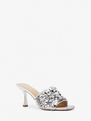 Michael Kors Limited-Edition Tessa Hand-Embellished Mule Naisten Sandaalit Hopea | FIPJS1910