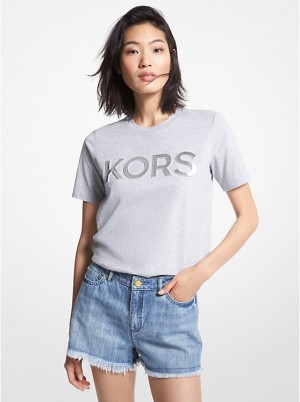 Michael Kors Logo Organic Cotton Naisten Paita Harmaat | FIZUT1471