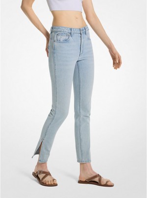 Michael Kors Low-Rise Denim Split-Hem Naisten Farkut Sininen Pesu | FIXYI1420