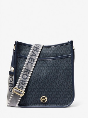 Michael Kors Luisa Large Signature Logo Naisten Messenger Laukku ADMRL/PLBLUE | FIMQB1166