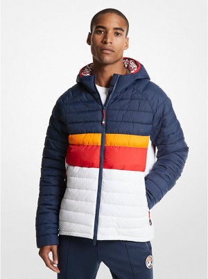 Michael Kors MK x ellesse Breckenridge Color-Blocked Quilted Nylon Puffer Miesten Takki DRESS BLUES | FIDFB2192