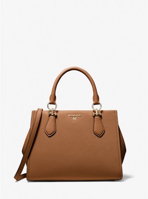 Michael Kors Marilyn Medium Saffiano Leather Satchel Naisten Crossbody Laukku LUGGAGE | FIVRW1117