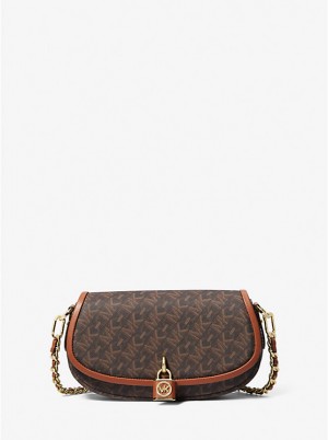 Michael Kors Mila Small Empire Signature Logo Naisten Crossbody Laukku BROWN/LUGGAGE | FILIY1121