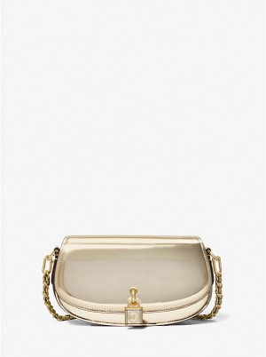 Michael Kors Mila Small Metallic Leather Naisten Crossbody Laukku Kultaiset | FIJPI1123