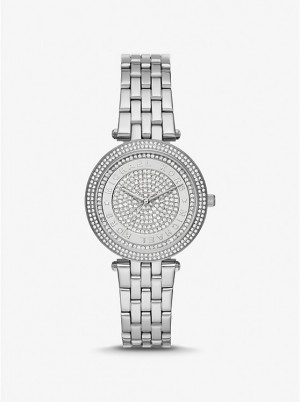 Michael Kors Mini Darci Pavé Silver-Tone Naisten Kello Hopea | FITCW1603