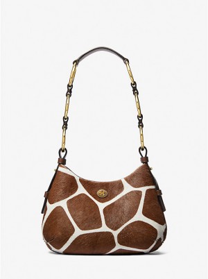 Michael Kors Mini Giraffe Print Calf Hair Hobo Naisten Olkalaukku Valkoinen | FIHAT1228