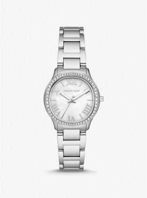 Michael Kors Mini Sage Pavé Silver-Tone Naisten Kello Hopea | FITCA1612