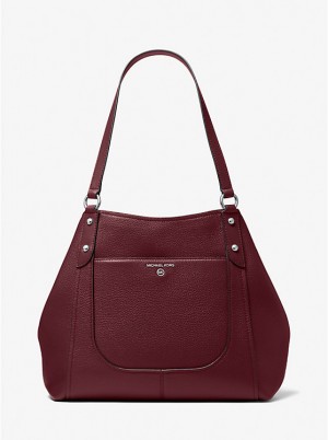 Michael Kors Molly Large Pebbled Leather Naisten Olkalaukku MERLOT | FIGSY1229