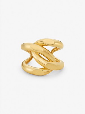 Michael Kors Oversized Precious Metal-Plated Brass Curb-Link Cuff Naisten Rannekoru Kultaiset | FIAHX1514