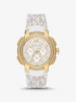 Michael Kors Oversized Sydney Pavé Gold-Tone and Logo Naisten Kello VANILLA | FIJPG1643