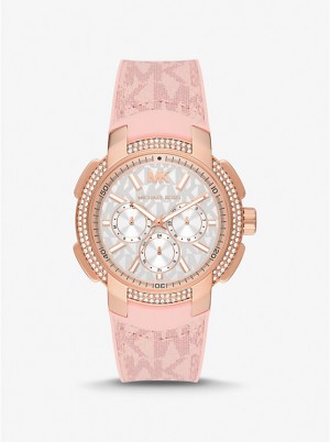 Michael Kors Oversized Sydney Pavé Rose Gold-Tone and Logo Naisten Kello Pinkki | FIHAH1644