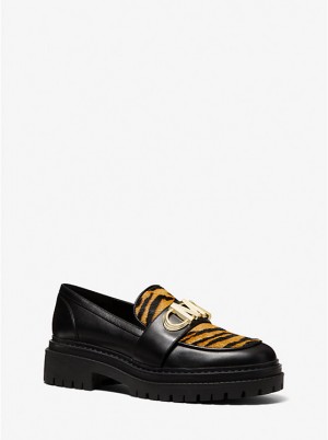 Michael Kors Parker Tiger Print Calf Hair and Leather Naisten Loafers MARIGOLD | FIEBT1714