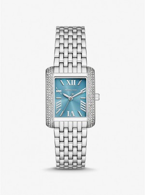 Michael Kors Petite Emery Pavé Silver-Tone Naisten Kello Hopea | FIPJC1650