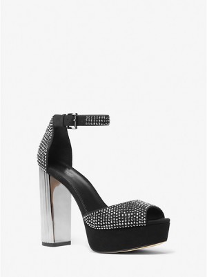 Michael Kors Porter Studded Platform Peep-Toe Pump Naisten Sandaalit Mustat | FIMQZ1945