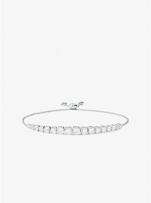 Michael Kors Precious Metal-Plated Sterling Silver Cubic Zirconia Slider Naisten Rannekoru Hopea | FINWA1531