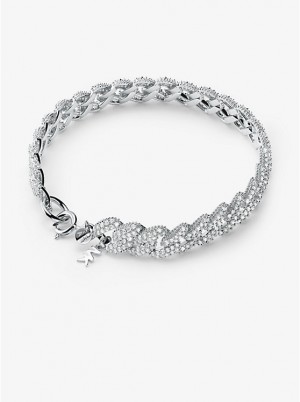 Michael Kors Precious Metal-Plated Sterling Silver Pavé Curb Link Naisten Rannekoru Hopea | FIVRD1533