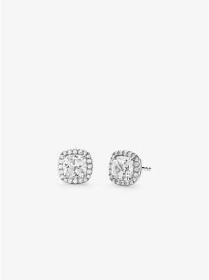 Michael Kors Precious Metal-Plated Sterling Silver Pavé Stud Naisten Korvakorut Hopea | FIYXE1550