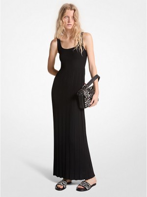 Michael Kors Ribbed Stretch Knit Maxi Naisten Mekko Mustat | FIBEZ1324