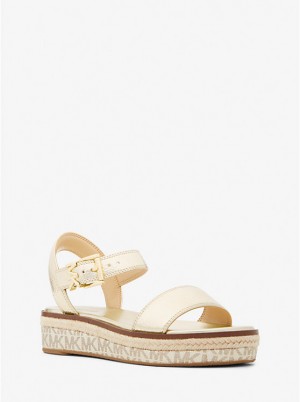 Michael Kors Richie Metallic and Logo Platform Espadrille Naisten Sandaalit Kultaiset | FIBEV1948