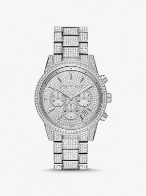 Michael Kors Ritz Pavé Silver-Tone Naisten Kello Hopea | FIEBW1657