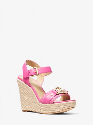 Michael Kors Rory Logo Trim Wedge Naisten Sandaalit CERISE | FIZUM1952