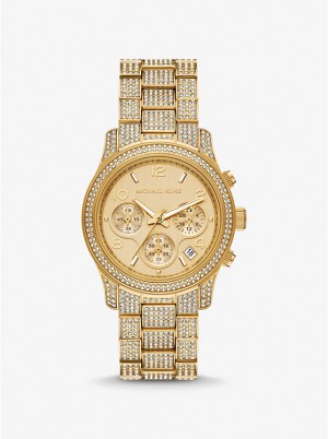 Michael Kors Runway Pavé Gold-Tone Naisten Kello Kultaiset | FIWNY1661