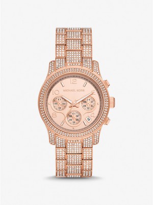 Michael Kors Runway Pavé Rose Gold-Tone Naisten Kello Pinkki Kultaiset | FITCO1664