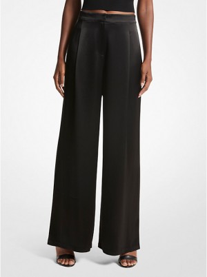 Michael Kors Satin Wide-Leg Naisten Housut Mustat | FIPJE1442