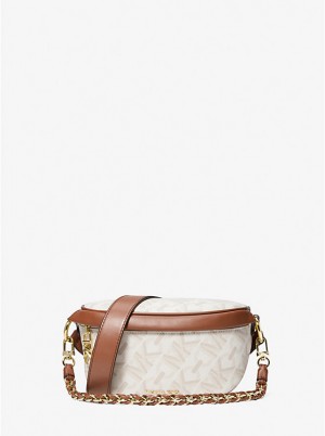 Michael Kors Slater Extra-Small Empire Signature Logo Sling Pack Naisten Crossbody Laukku VANILLA/LUGGAGE | FIOKH1131