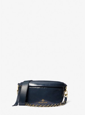 Michael Kors Slater Extra-Small Patent Leather Sling Pack Naisten Crossbody Laukku Laivastonsininen | FIILJ1132