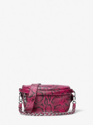 Michael Kors Slater Extra-Small Snake Embossed Leather Sling Pack Naisten Crossbody Laukku Syvä Fuksia | FITCZ1135