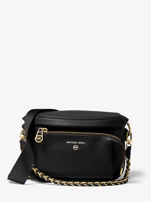 Michael Kors Slater Medium Pebbled Leather Sling Pack Naisten Crossbody Laukku Mustat | FIEBC1137