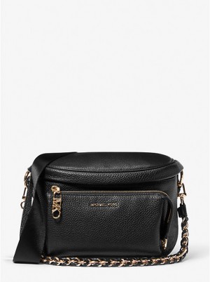 Michael Kors Slater Medium Pebbled Leather Sling Pack Naisten Crossbody Laukku Mustat | FIQMB1139