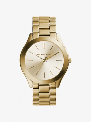 Michael Kors Slim Runway Gold-Tone Stainless Steel Naisten Kello Kultaiset | FIGSL1674