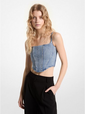 Michael Kors Stretch Denim Bustier Naisten Topit Sininen Pesu | FIPJQ1494