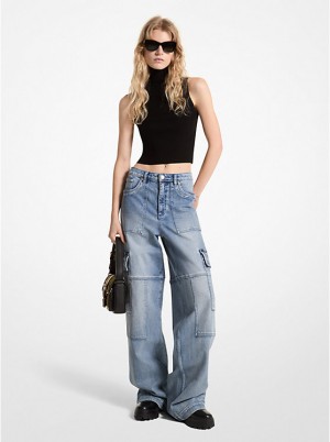 Michael Kors Stretch Denim Wide-Leg Cargo Naisten Farkut Sininen Pesu | FIVRP1422