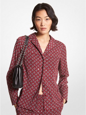 Michael Kors Studded Medallion Crushed Crepe Pajama Naisten Paita MERLOT | FIMQA1477