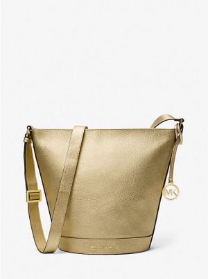 Michael Kors Townsend Medium Metallic Pebbled Leather Naisten Messenger Laukku Kultaiset | FIZUE1172