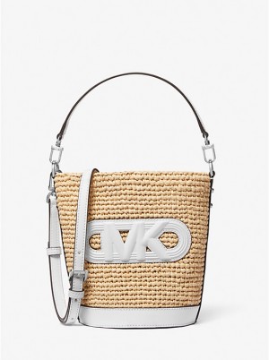 Michael Kors Townsend Small Straw Naisten Messenger Laukku NAT/OPTICWHT | FIKOT1174