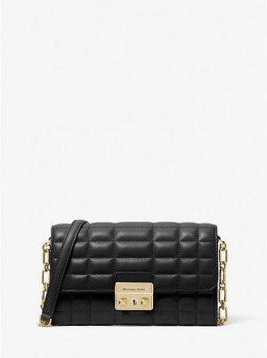 Michael Kors Tribeca Large Leather Convertible Naisten Crossbody Laukku Mustat | FIILT1147