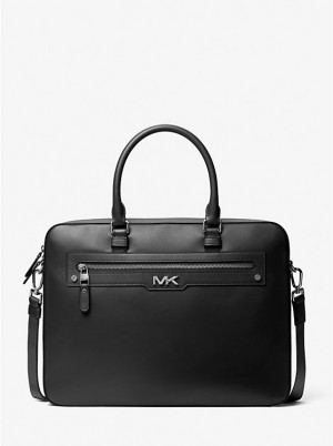 Michael Kors Varick Large Leather Miesten Salkku Mustat | FIWNG2129