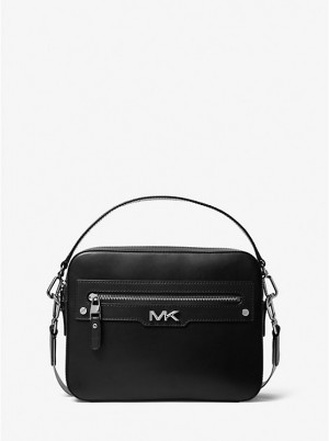 Michael Kors Varick Leather Camera Miesten Crossbody Laukku Mustat | FIUZU2121