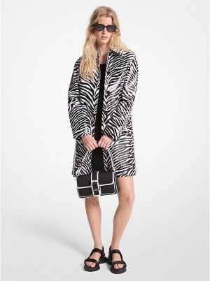 Michael Kors Zebra Print Cotton Twill Balmacaan Naisten Takki BLACK/WHITE | FIKOT1417