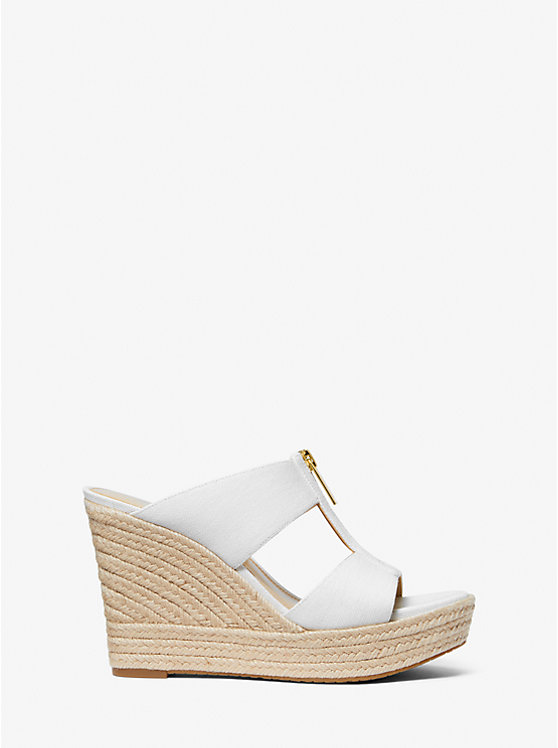 Michael Kors Bradley Linen Blend Canvas Wedge Naisten Sandaalit Valkoinen | FIXYT1795